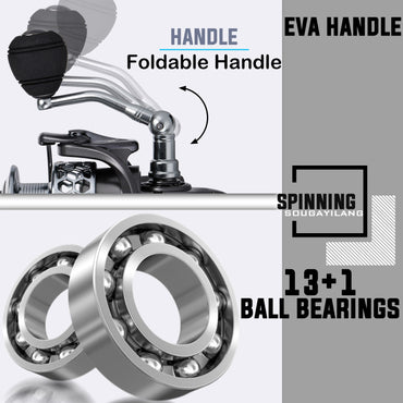 Kit Vara de Pesca Telescópica Sougayilang 1.8-2.7m e Carretilha de Pesca com Carretel de Alumínio de Alta Velocidade 5.1:1 com Linha de Pesca e Bolsa para Iscas