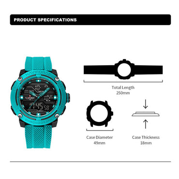NAVIFORCE Sport Watch for Men Waterproof Dual Display Quartz Wristwatch Mens Digital Date Clock Military Stopwatch Reloj Hombre