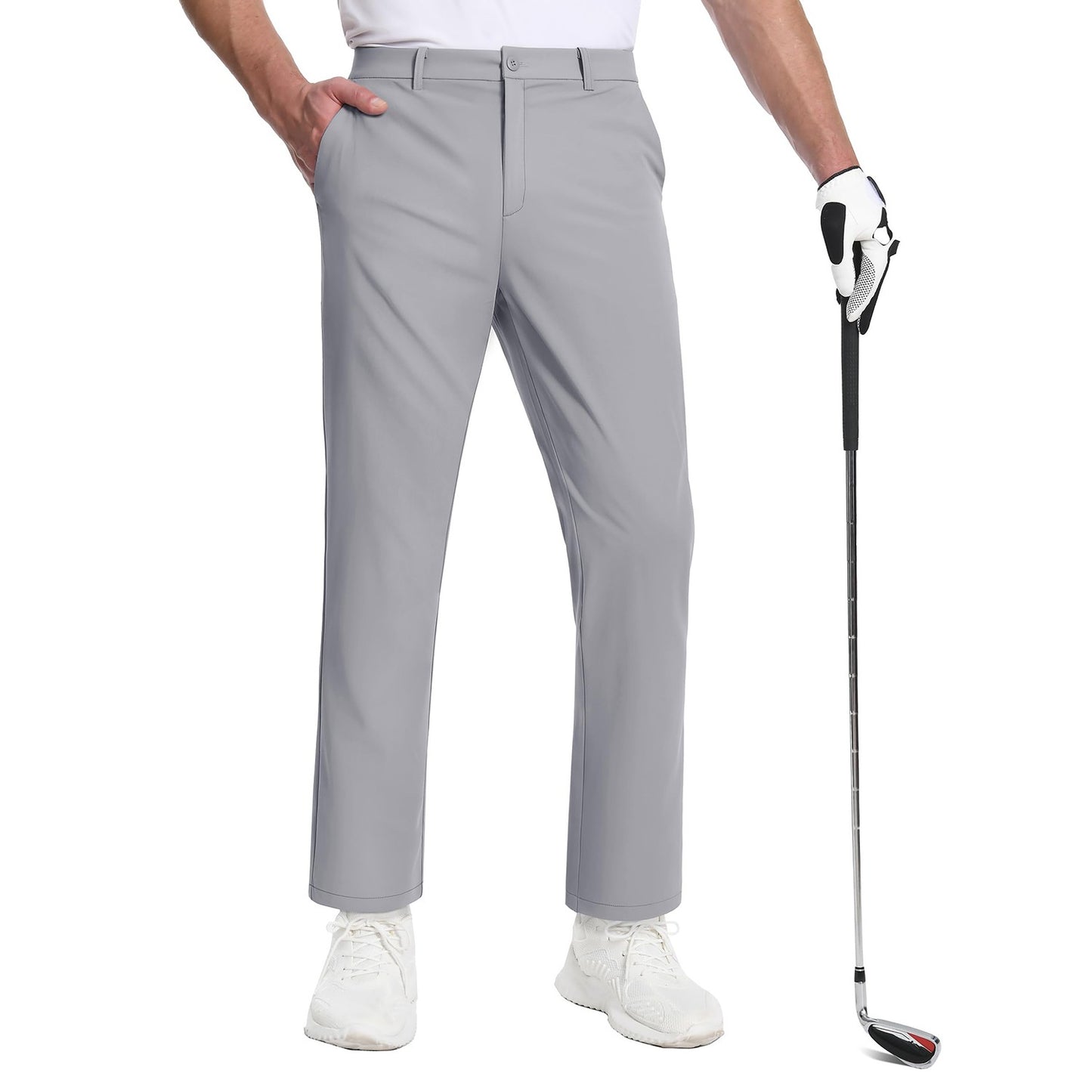 TACVASEN Golf Pants Men Stretch Lightweight Quick Dry Work Pants Waterproof Flat Front Dress Pants with 5 Pockets 30"/32"/34";;VERDADEIRO;;"Dark Grey,40W-32L