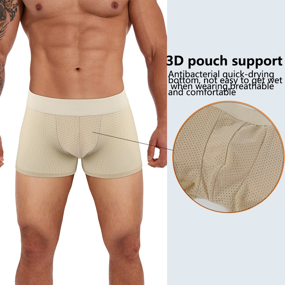 Men Hip Lift Body Shaper Sponge Fake Butt Padded Boxer Briefs Hollow out Breathable Slimming Underwear Body Shaping Enhancement