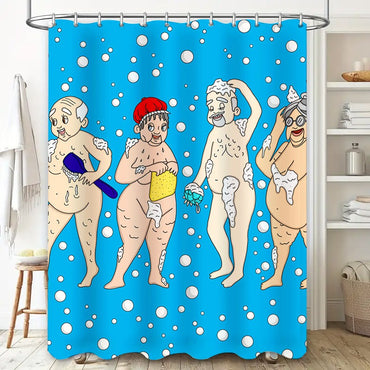 Colorful Cartoon Bath Curtain: Fun Shower Decor for Bathroom Decoration Blue with White Bubbles Pattern for Adults
