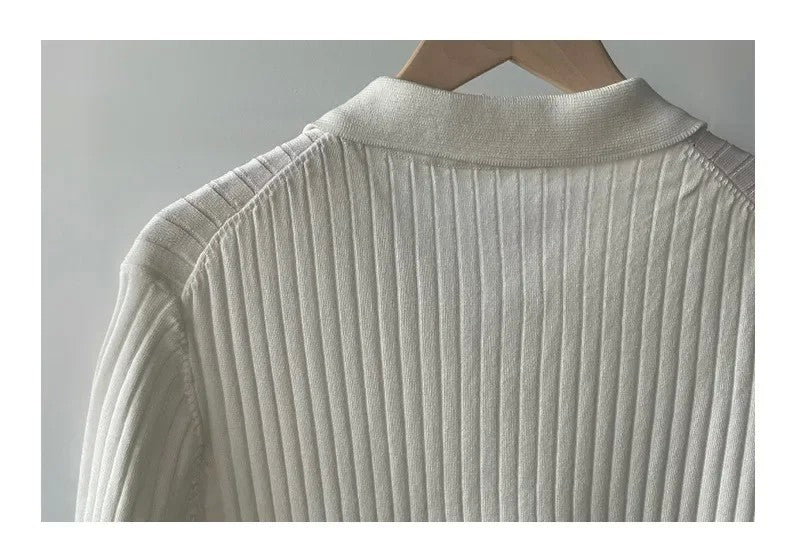 Trendy Polo Shirt For Men Summer Solid Color Top Versatile Knit Style Korean Short Sleeves Casual Fashion T-shirt