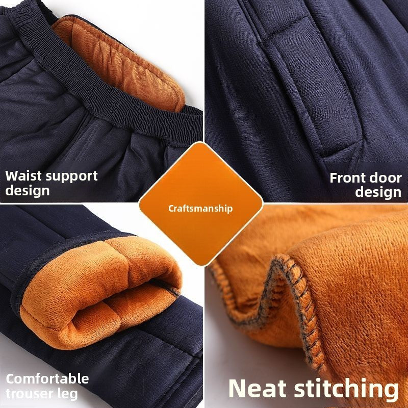 Men's Winter Thiened Fce Lined Camel down Cotton Pants ly Warm Trousers Large Size Dad Clothes Inner Wear Long Trou...