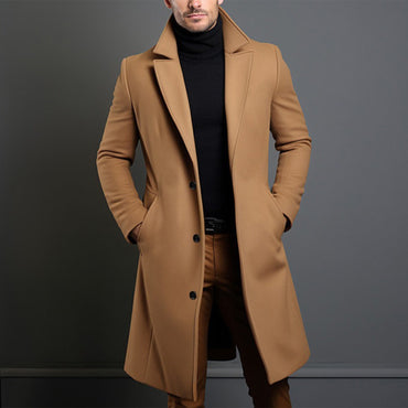 Men Winter Autumn Overcoat Classic Lapel Overcoat Business Outerwear n Formal Daily Wear