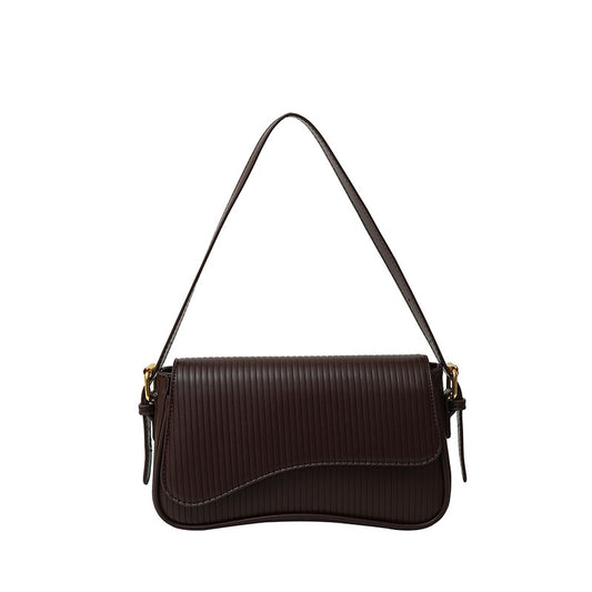 Solid Color Striped Flannel Women Crossbody Bag Quiet Luxury Designer Bag Fashionable Elegant PU Leather Shoulder Bags for Women