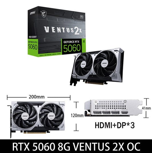 Placa de Vídeo para Jogos MSI GeForce RTX5060 VENTUS 2X 8G OC 8GB GDDR7 128 bits 8 pinos DP PCI-E 5.0x16 Desktop Completamente Nova