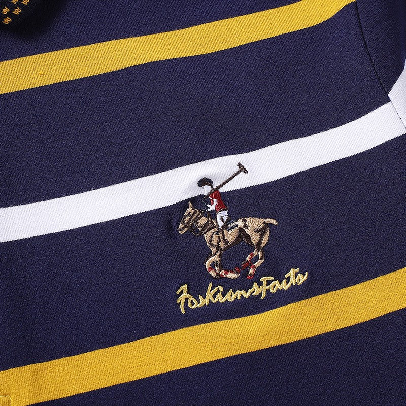 Men Polo Shirt Cotton Embroidery Long Sleeve Spring Stripe Polo Shirt Men Autumn Casual Fashion Polo Shirt Business T-shirts Men
