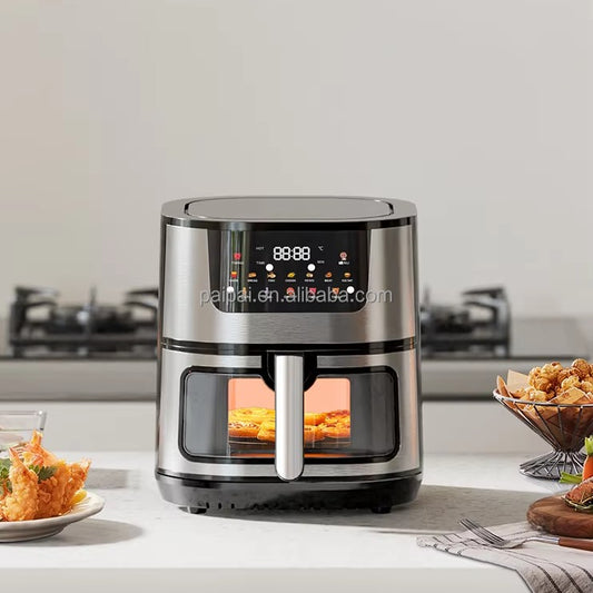 Large 15L Capacity Smart Home Appliances Stainless Steel French Air Fryer Machine Square-Shaped Visual Window Household