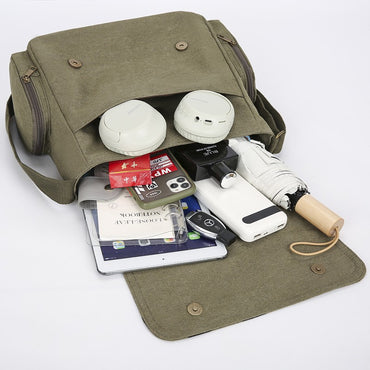 Vintage Men Canvas Messenger Bag Crossbody Bags Unisex Motorcycle Print Shoudler Bag Large Capacity Commuting Bag