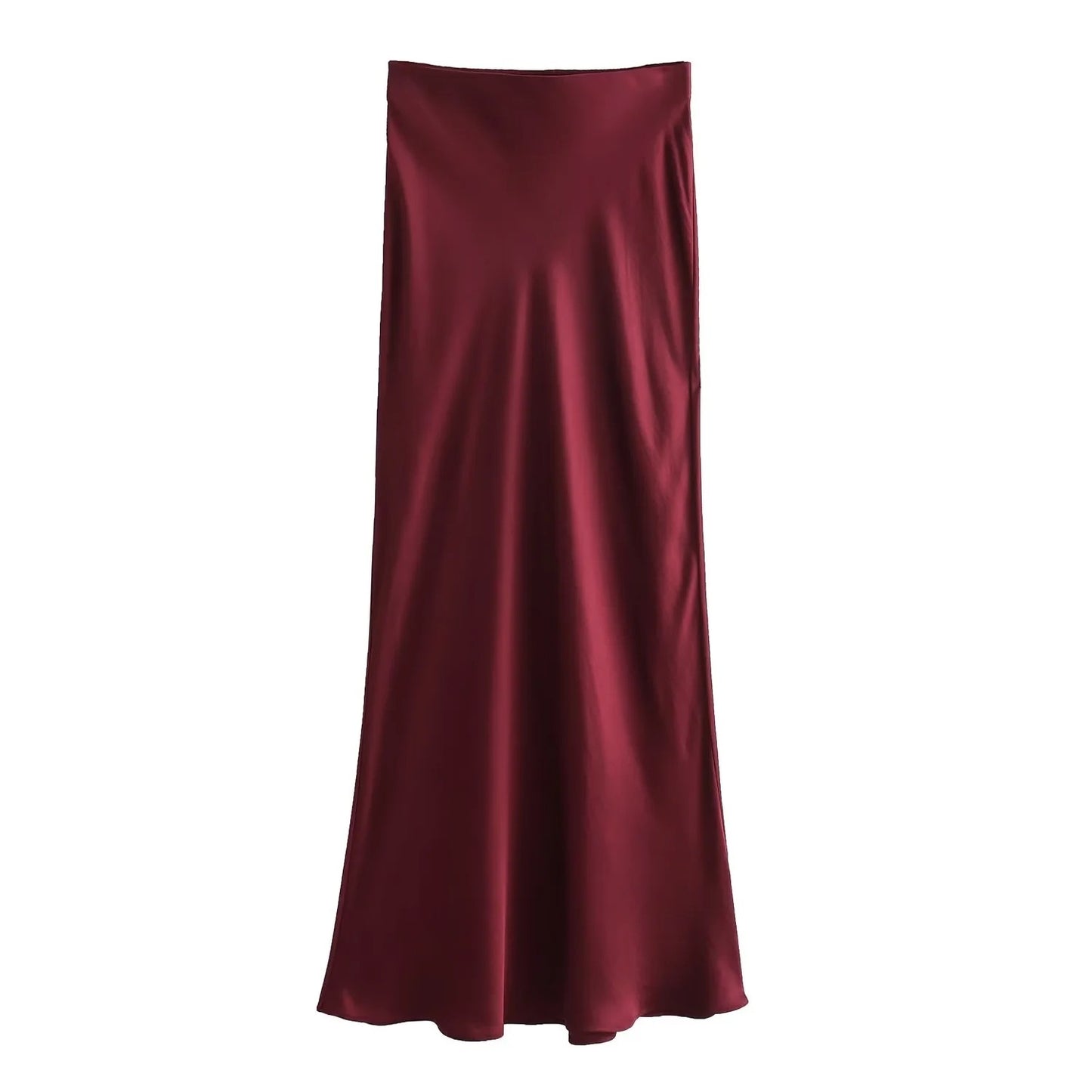 XNWMNZ Women's Fashion 2023 Flowing Satin Midi Skirt Women Vintage Elastic High