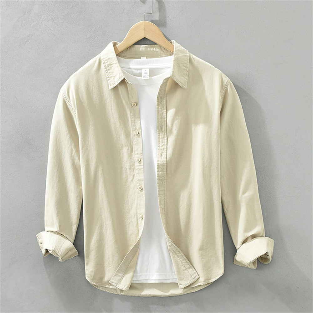 Mens long sleeve regular shirt Multi-color cotton plain shirt for Young men work tops Autumn men's clothing loose casual shirts