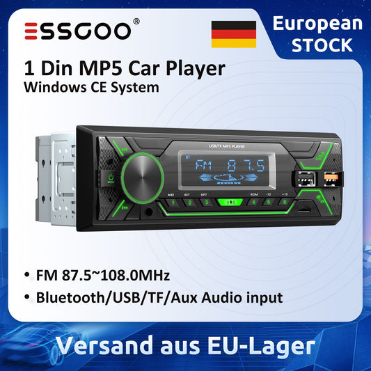 ESSGOO 1 Din Car MP3 Player Radio Autoradio Bluetooth FM TF AUX Color Multimedia Audio Stereo for Vehicle