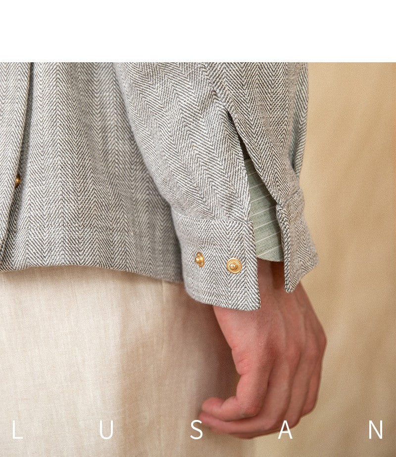 Cotton and Linen Vertical Collar Tight Waist M65 Hunting Jacket Retro All-match Spring and Summer Lightweight Casual Jacket