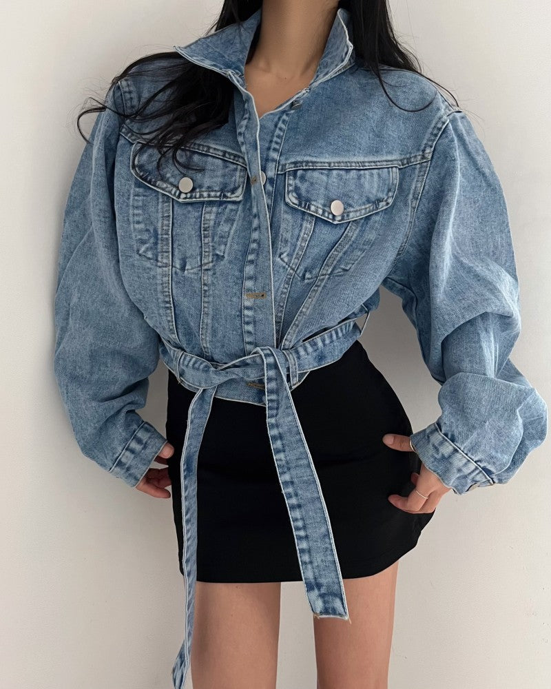 2 colors Women's casual Jean Coats 2025 Spring Women Denim Jacket Long Sleeve cropped Female Girls streetwear(N2418)