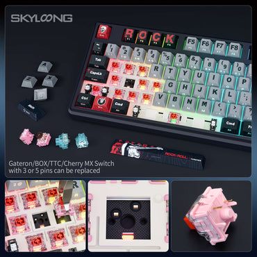 SKYLOONG GK104 Pro Full-Size 3-Mode Wireless Mechanical Keyboard with 3.0 Screen 3 Knobs Hot-Swappable Silent Switch PBT keycaps