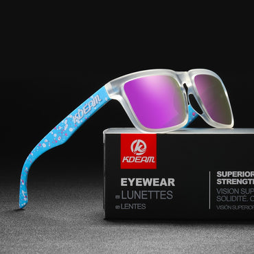New KDEAM Brand High Quality Square Sunglasses for Men Sports Polarized Sun Glasses 2025 Reflective Coating Colorful Lens UV400