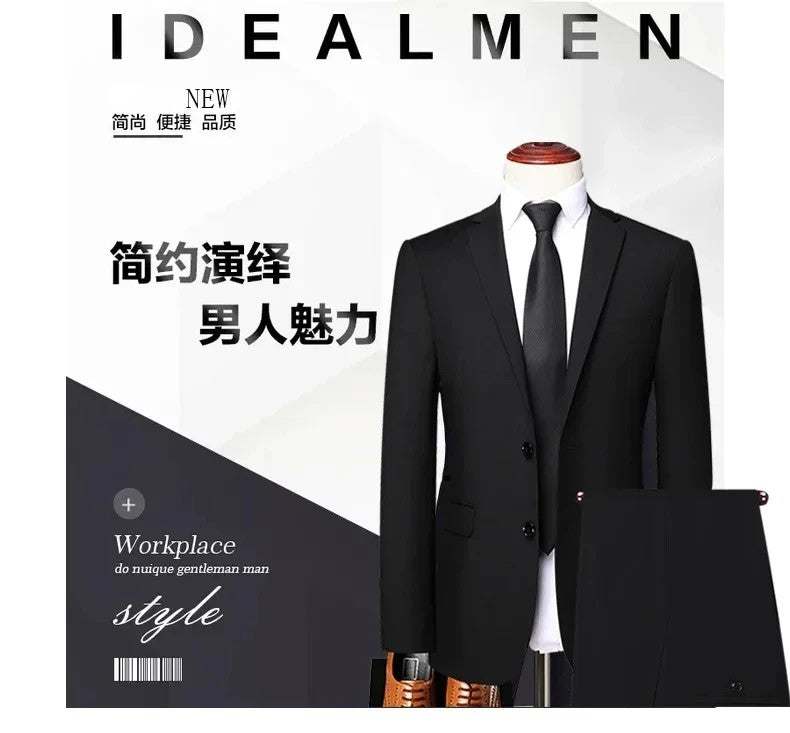 S-8XL (Blazer+ Pants) Men's Fashion Business Casual Outdoor Gentleman Trend Single Breasted Wedding Slim-fit British Style Suit