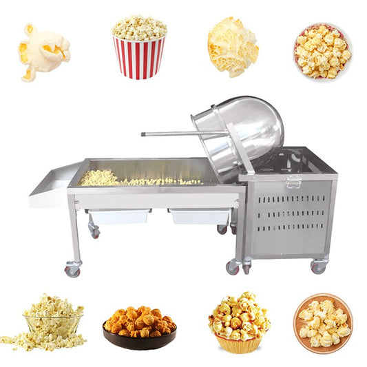 Commercial Fully Automatic Popcorn Maker Popcorn Making Machine Gas Heating Manual Electric Stirring Industrial Pop Corn Machine