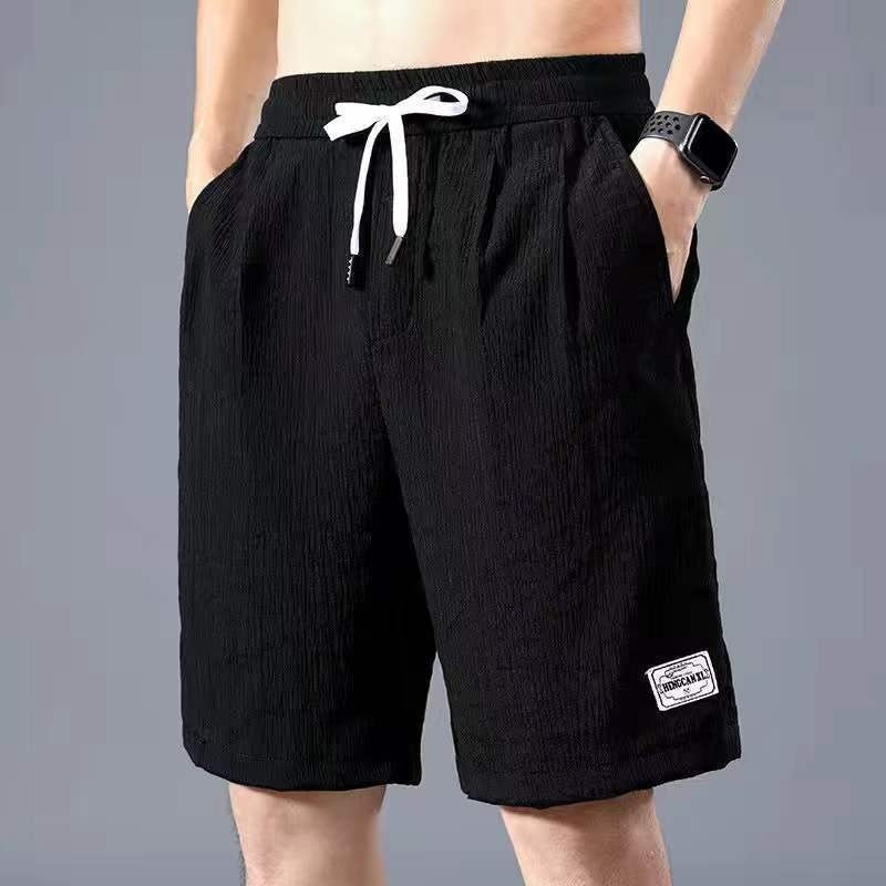 Sleeping Pants Ice Silk Shorts Men Casual Shorts Loose 5-Minute Pants Solid Youth Home Shorts Elastic Waist Large Pajama Pants