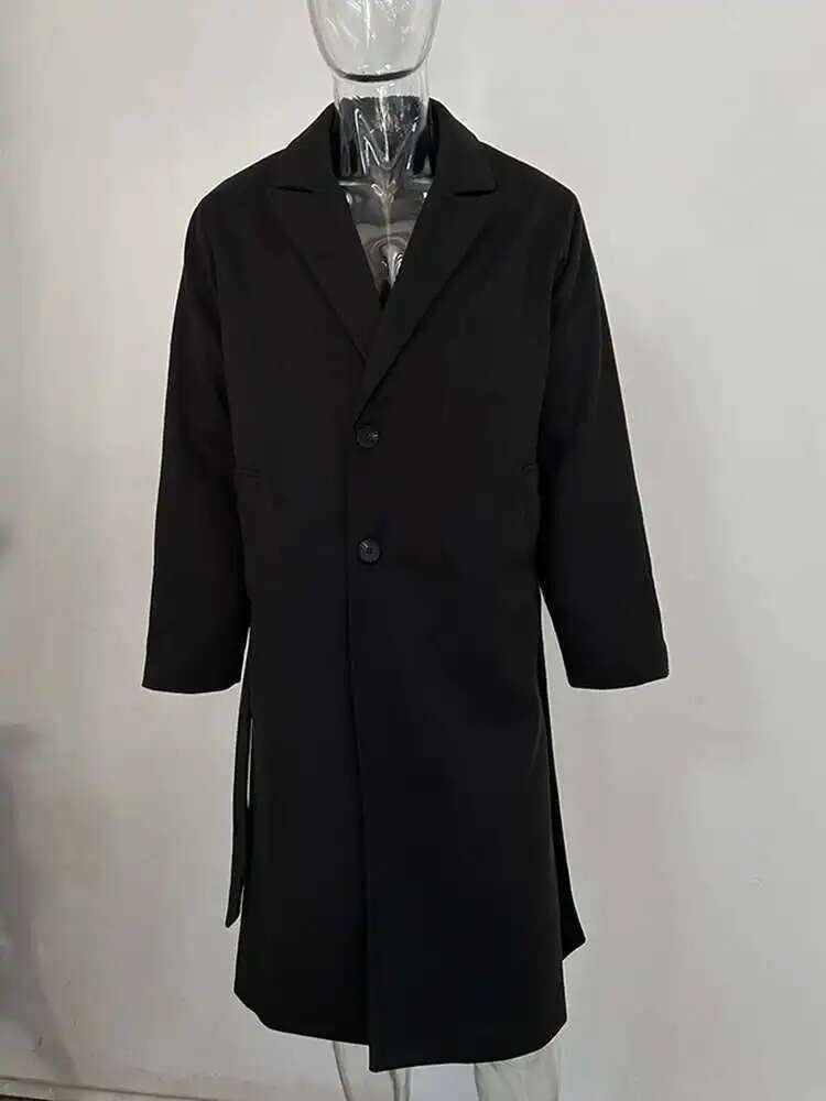 IEFB Korean Style Men's Fashion Tide Woolen Coat Single Breasted Overcoat 2025 Autumn New Stylish Trench Casual Loose Fit 9D1655