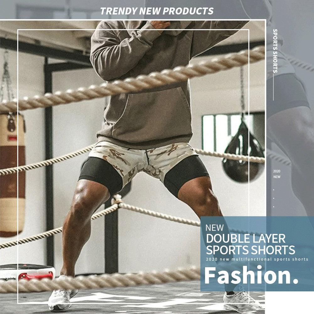 2025 Summer Running Shorts Men 2 in 1 Sports Jogging Fitness Shorts Training Quick Dry Mens Gym Men Shorts Sport gym Short Pants