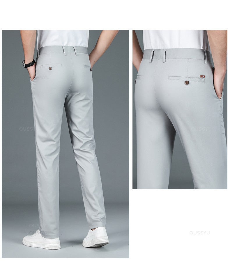 High Quality Luxury Straight Business Suit Pants Men Bamboo Fiber Designer Spring Summer Elegant Casual Long Formal Trouser Male