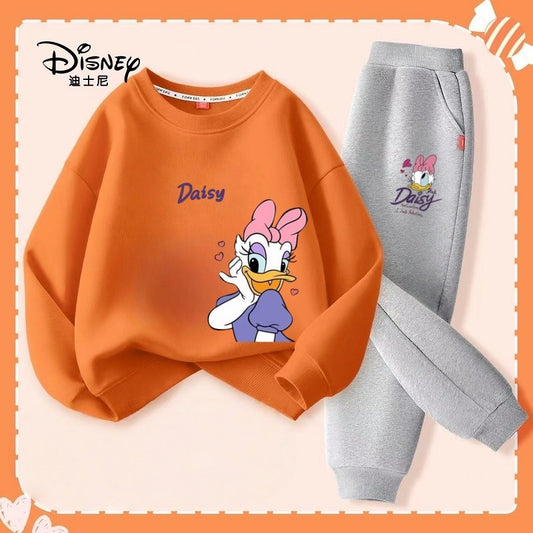 Autumn Baby Girl Boy Clothes Set Children Disney Daisy Duck Printing Sweatshirt Top and Pants Bottom 2 Pcs Suit Cotton Tracksuit