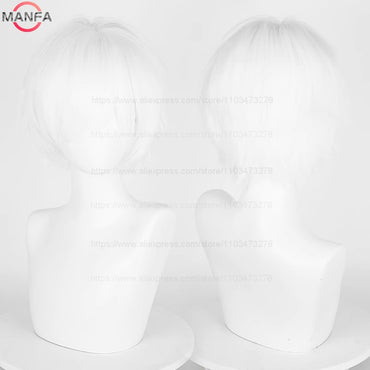 Anime 30cm Short Straight Cosplay Wig Black White Green Brown Purple Blue Gray Red Gold Man Women Heat Resistant Synthetic Hair