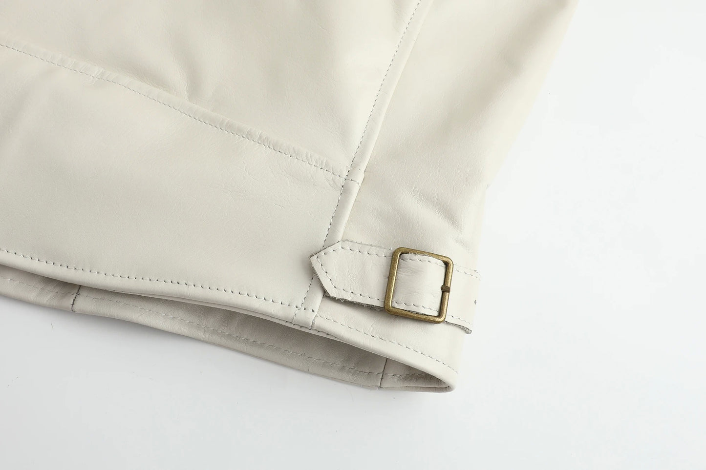 Men's Genuine Leather Jacket White Lapel Calfskin Jacket Natural Cowhide Men's Coat Slim Fit Top Layer Cowhide Biker Jacket