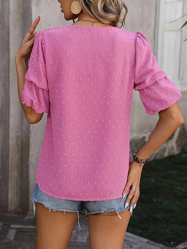 Pink Women's plus size shirt summer chic elegant shirt casual women's fashionable shirt Pink