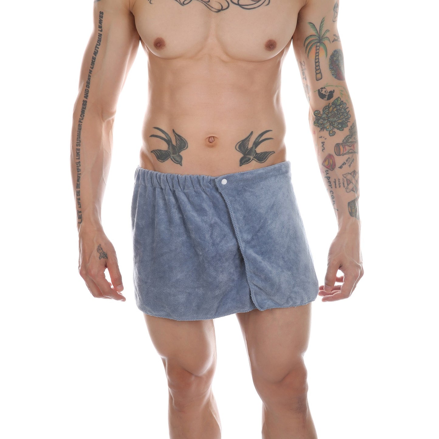 Sexy Sleep Bottoms Man Microfiber Pajamas Men Nightwear Short towel Pants Side Split Bathrobe Culottes Soft Thick