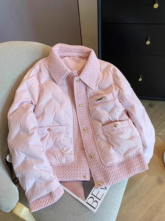Women Cotton Padded Coats Autumn Winter Lightweight Fashion Turn-down Collar Quilted Jacket Outerwear Female Warm Overcoats