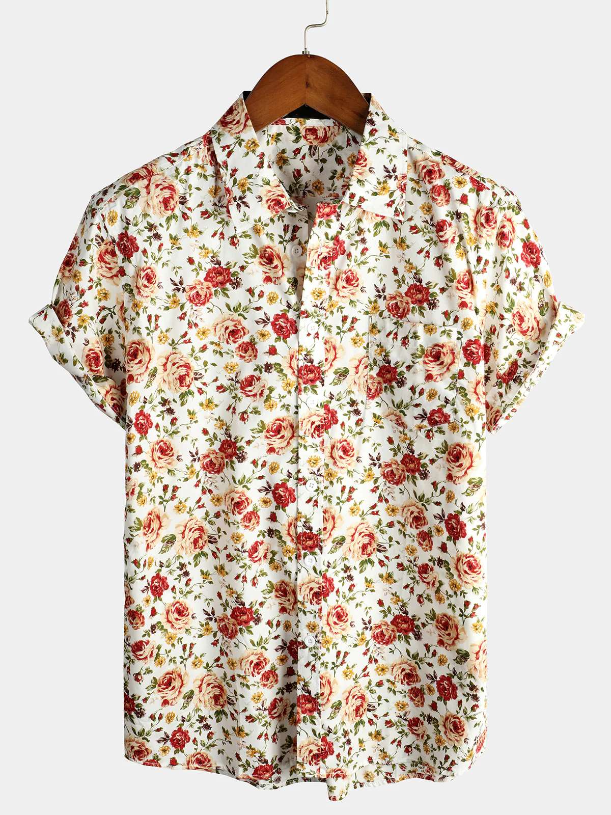 Mens Striped Casual Holiday Short Sleeve Orange Summer Button Down Shirt Hawaiian Shirt Summer Spring Lapel Button Down