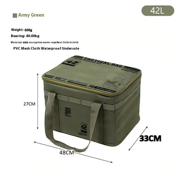 30-42L Tactical Camping Storage Bag Insulated Folding Box Waterproof Picnic Tableware Field Equipment Outdoor Gear Organizer