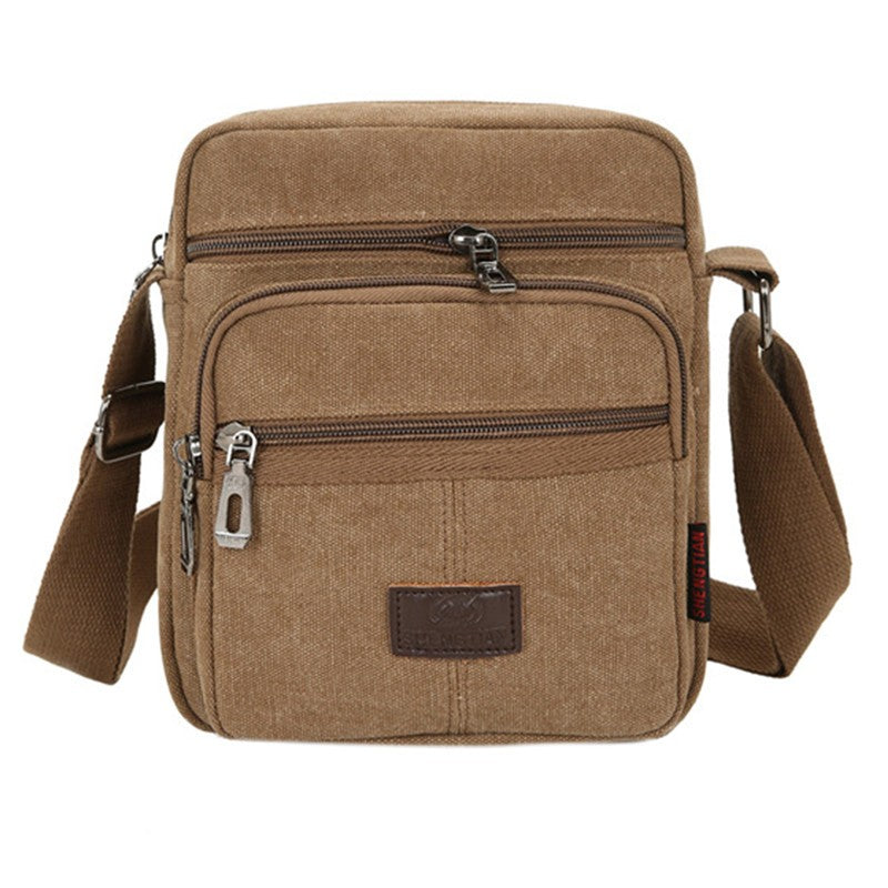 Multifunctional men's Shoulder Bag Flap Solid Color Casual Messenger Canvas Fashion Zipper Retro Travel men's Shoulder Bag