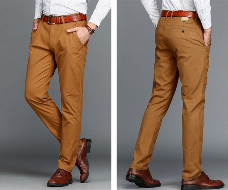 Mens Pants Cotton Casual Stretch male trousers man long Straight High Quality 4 color Plus size pant suit 42 44 46