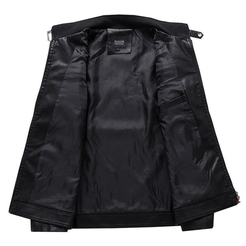 Men Stand Collar Motorcycle Leather Jackets Slim Fit PU Leather Coats Quality New Fashion Male Autumn Casual Leather Jackets 5XL