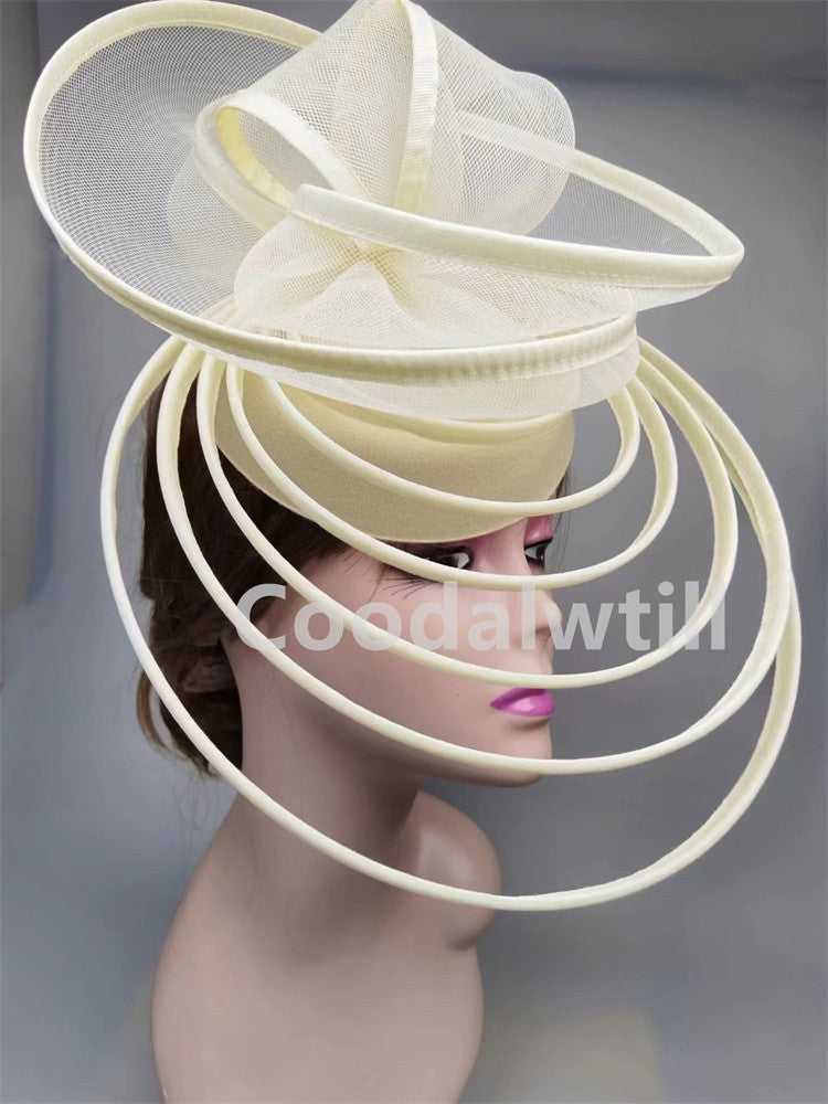 Chapéu Fascinator de Igreja Véu de Casamento de Malha Feminino para Festa Banquete Chapéu Boné Faixa de Cabelo Feminina Festa Chá Royal Ascot Chapéus Pillbox