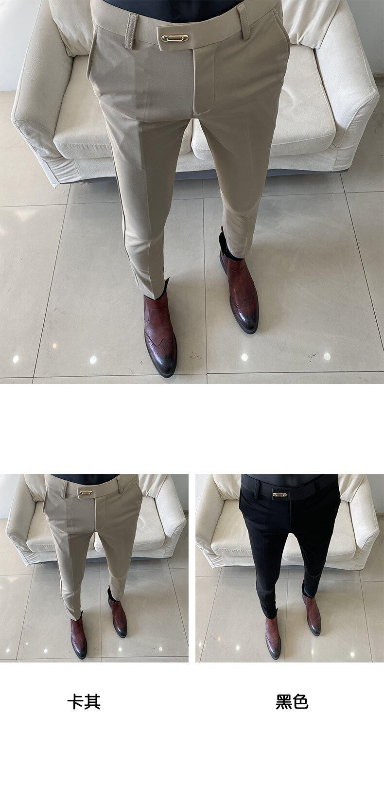 Men Suit Pant 2025 Autumn Solid Elastic Waist Dress Pants Calça Masculina Men Slim Business Office Social Ankle Length Trousers