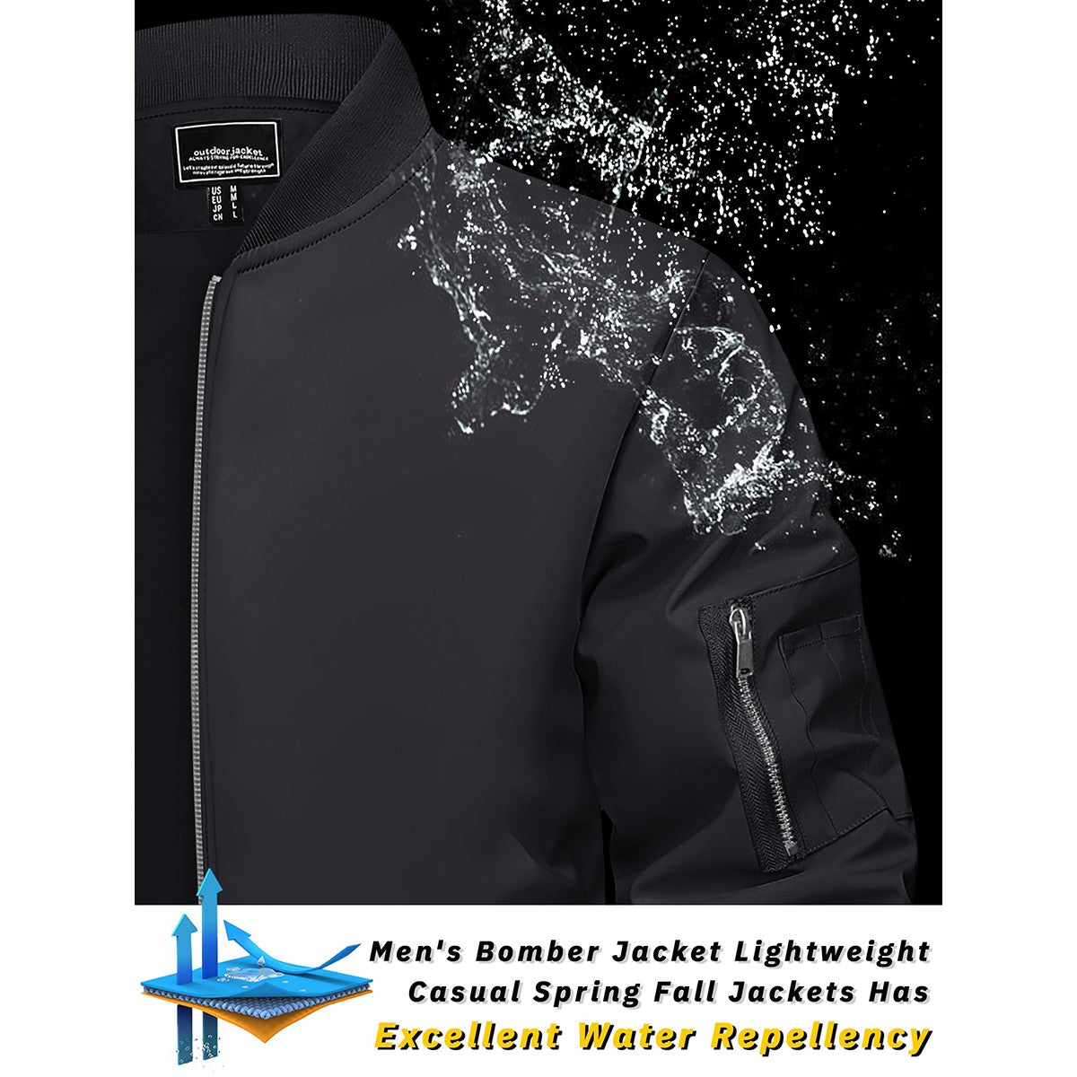 TACVASEN Men's Bomber Jacket Summer Autumn Thin Lightweight Casual Windbreaker Multi-pockets Full Zip Up Varsity Baseball Jacket