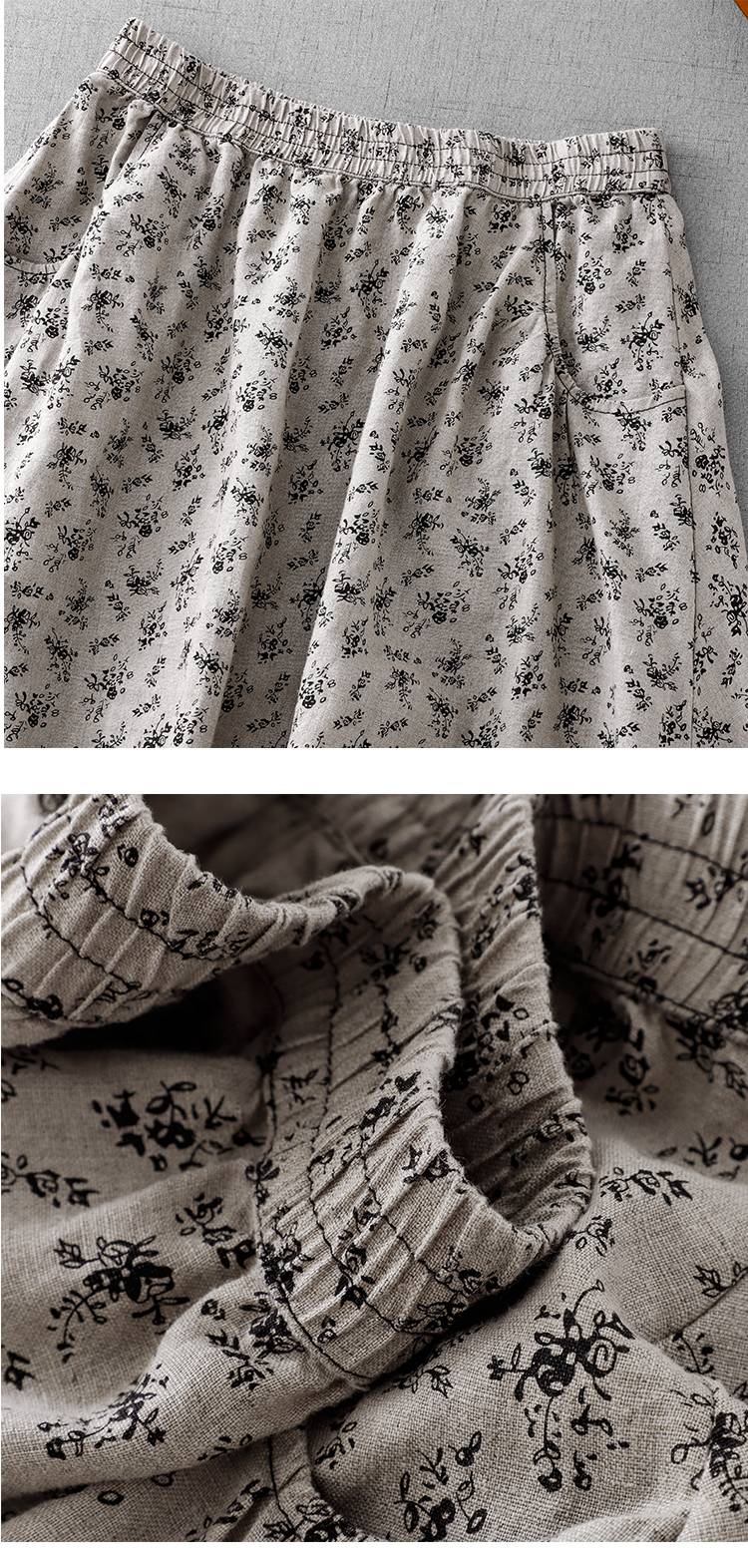 Cotton Linen High Waist Printed Summer New Sle Cool Slimming Hip Covering Floral Skirt Loose Fit Casual Long Skirt
