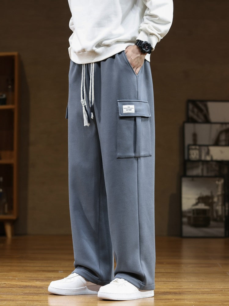 2023 Autumn New Sweatpants Men Multi-Pockets Drawstring Cotton Casual Track Pant Male Loose Straight Trousers Large Size 8XL