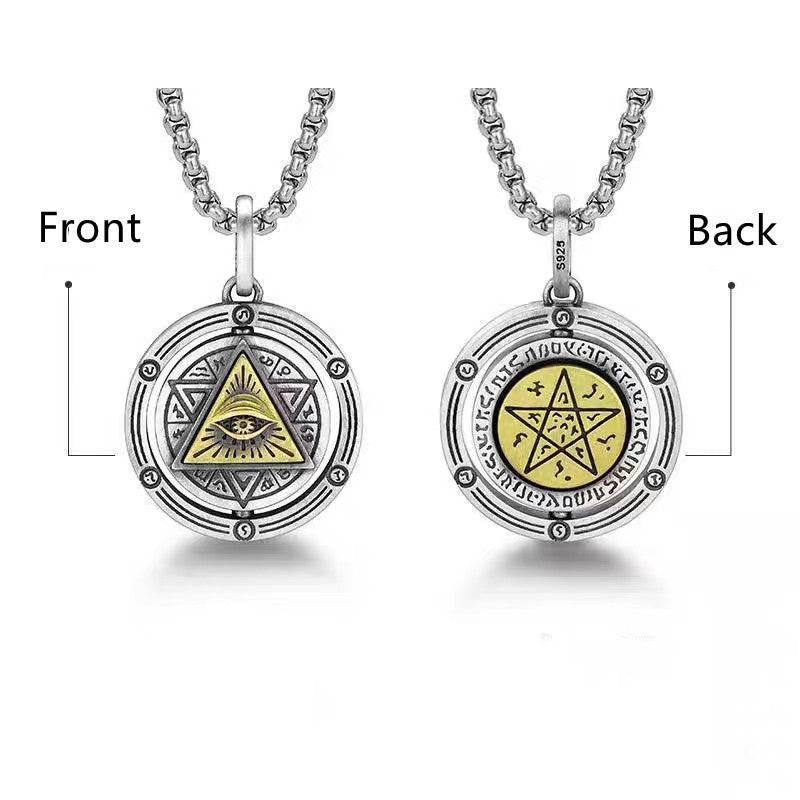 Eye of Horus, Eye of God Necklace, Rotatable Evil Eye Pendant, Men's Trendy Retro Weird Egyptian Amulet Jewelry