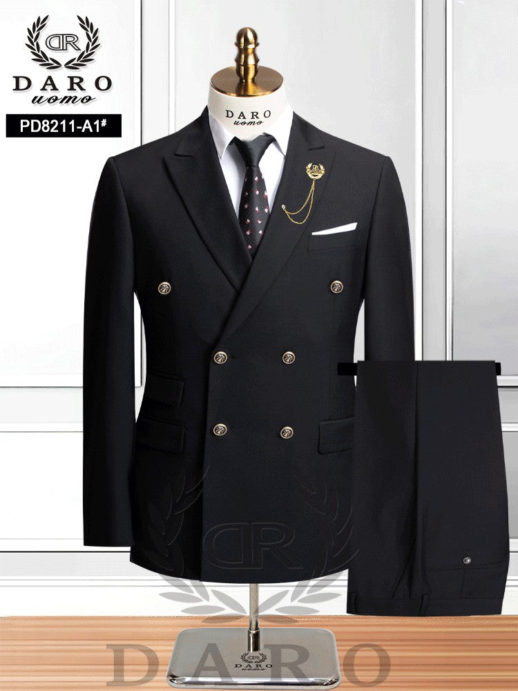 DAROuomo 2025 Men Suit Slim Fit Formal Business Work Wear Suits 2Pcs Set (Jacket+Pants)DR8211