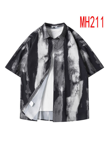 Flower shirt men's summer new loose short sleeved shirt casual beach suit MH211