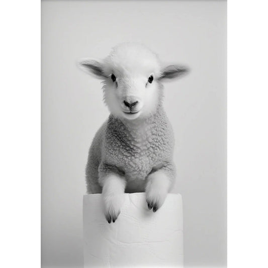 Black and White Cute Animal and Toilet Paper Poster Lion Owl Cat Dog Canvas Painting Wall Art Bathroom Living Room Home Decor