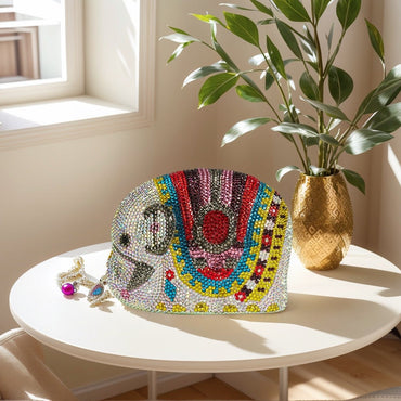 Cute Women Elephant Crystal Evening Bag Glitter Rhinestone Purse Shiny Diamond Clutch Handbag for Prom Party