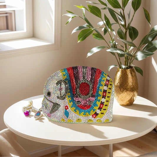 Cute Women Elephant Crystal Evening Bag Glitter Rhinestone Purse Shiny Diamond Clutch Handbag for Prom Party