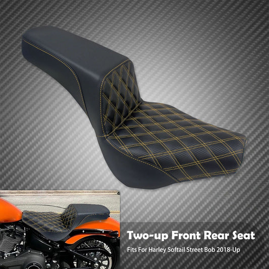 Motorcycle Driver Passenger Seat Two Up Front Rear Seat Black Leather Cushion For Harley Softail Street Bob FXBB 2018-2024 2025