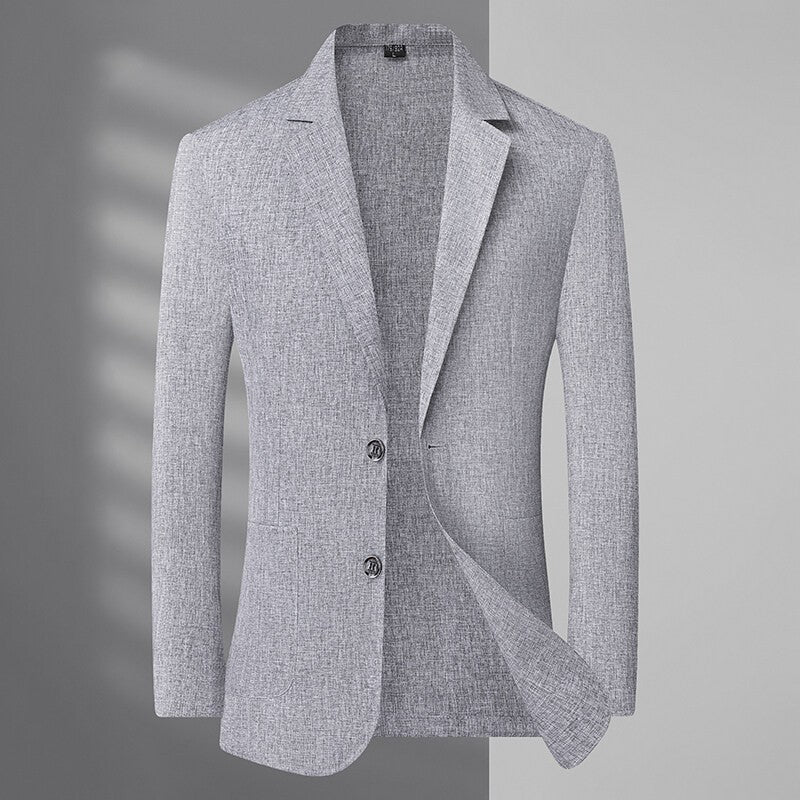 A fashionable and stylish men's sun-protective suit with a linen collar and two buttons, along with a sun-protective jacket
